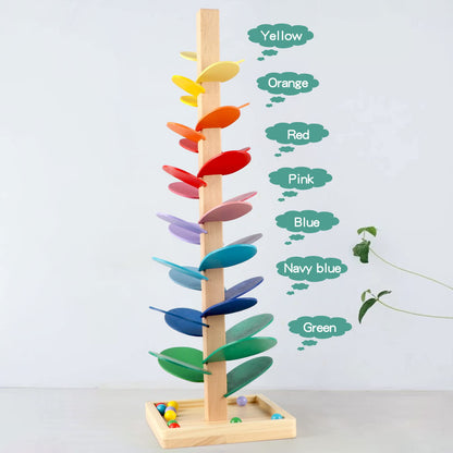 Jucărie muzicală din lemn Wondertoys - Copacul cântător cu pistă pentru bile, joc pentru copii băieți și fete