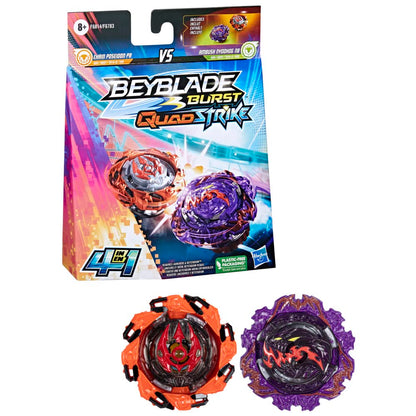 Set 2 jucarii Beyblade Burst QuadStrike Ambush Nyddhog N8 și Chain Poseidon P8 Multicolor