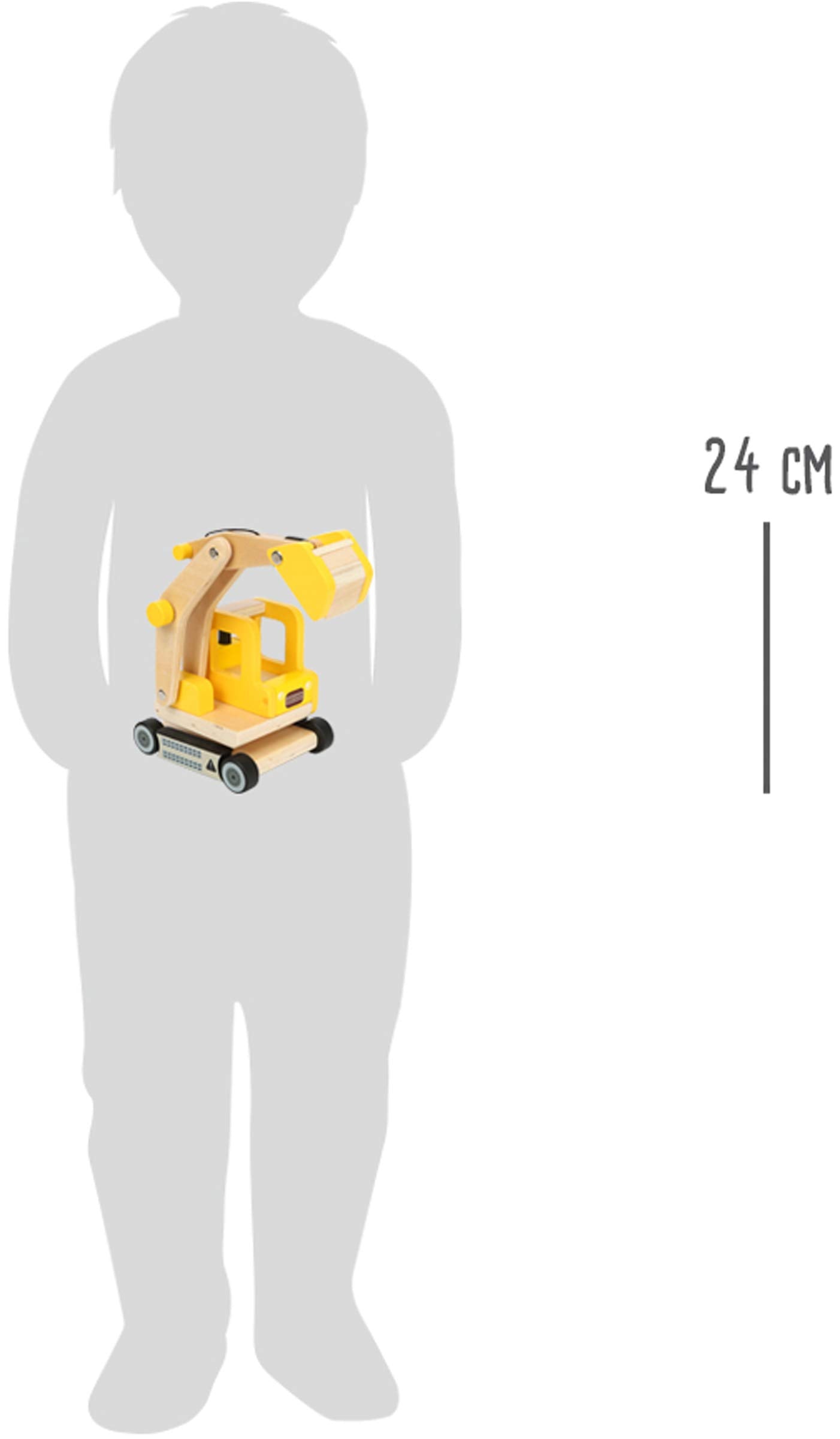 small Foot 12010 Excavator din lemn cu braț mobil 360 grade rotativ pentru copii de la 3 ani