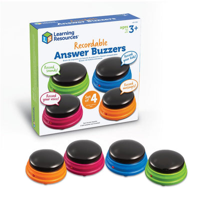 Resurse educaționale: Buzzer cu funcție de înregistrare (4 bucăți) - Buzzer cu sunet pentru antrenament de reacție, ideal pentru serile de jocuri în clasă și în familie, 3+