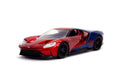 Jada Toys Marvel Spider-Man 2017 Ford GT Mașinuță din metal cu uși care se deschid și roți de cauciuc 1:32 roșu/albastru