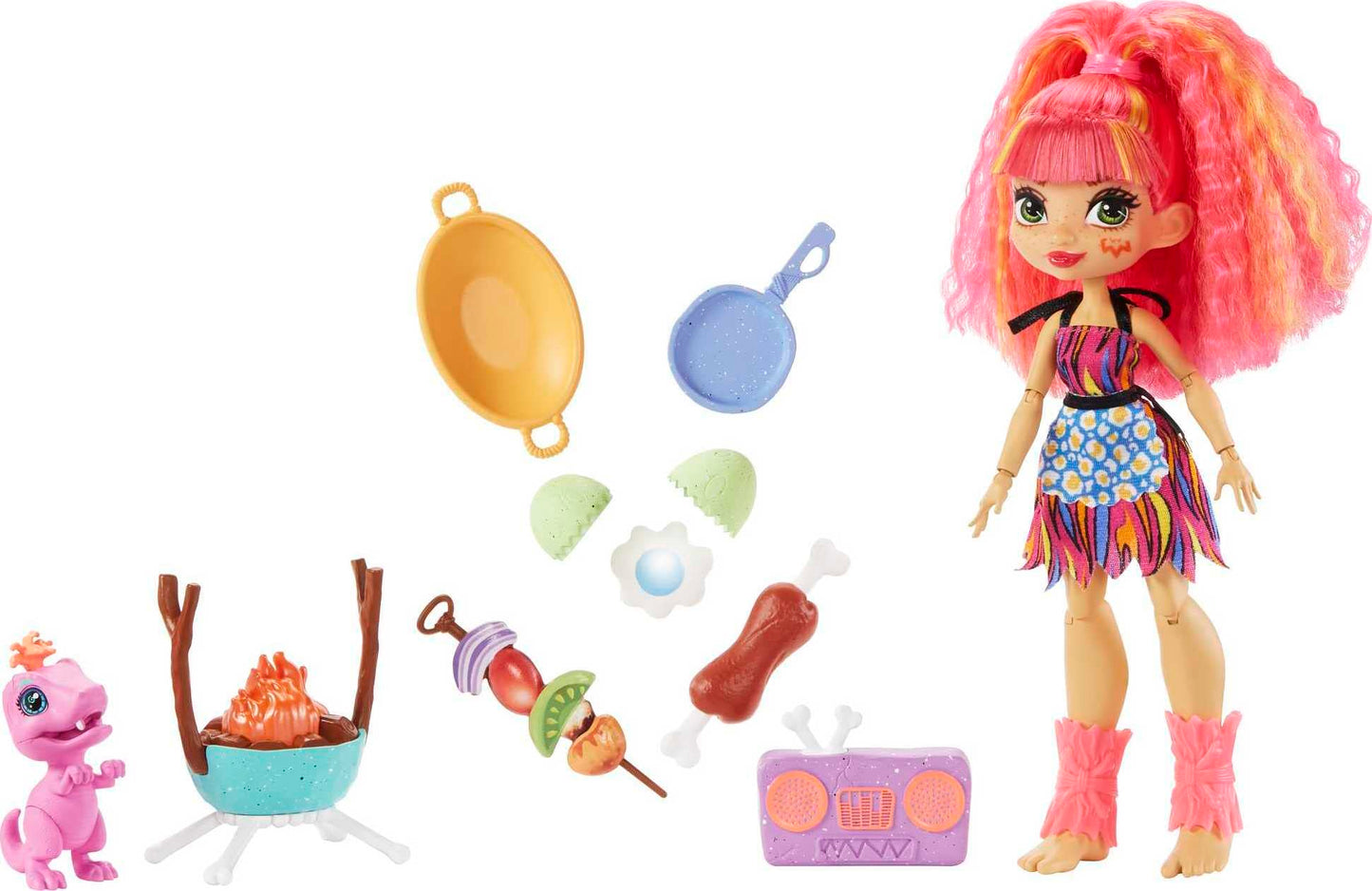 Set papusa Cave Club Wild About BBQs Barbecue Set (Mattel GNL96)