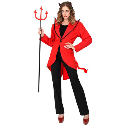 W WIDMANN MILANO Party Fashion Costum de Halloween Frac roșu cu coadă de diavol XXL unisex