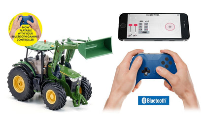 siku 6792 Tractor John Deere 7310R cu încărcător frontal, verde, metal/plastic, 1:32, aplicație Bluetooth