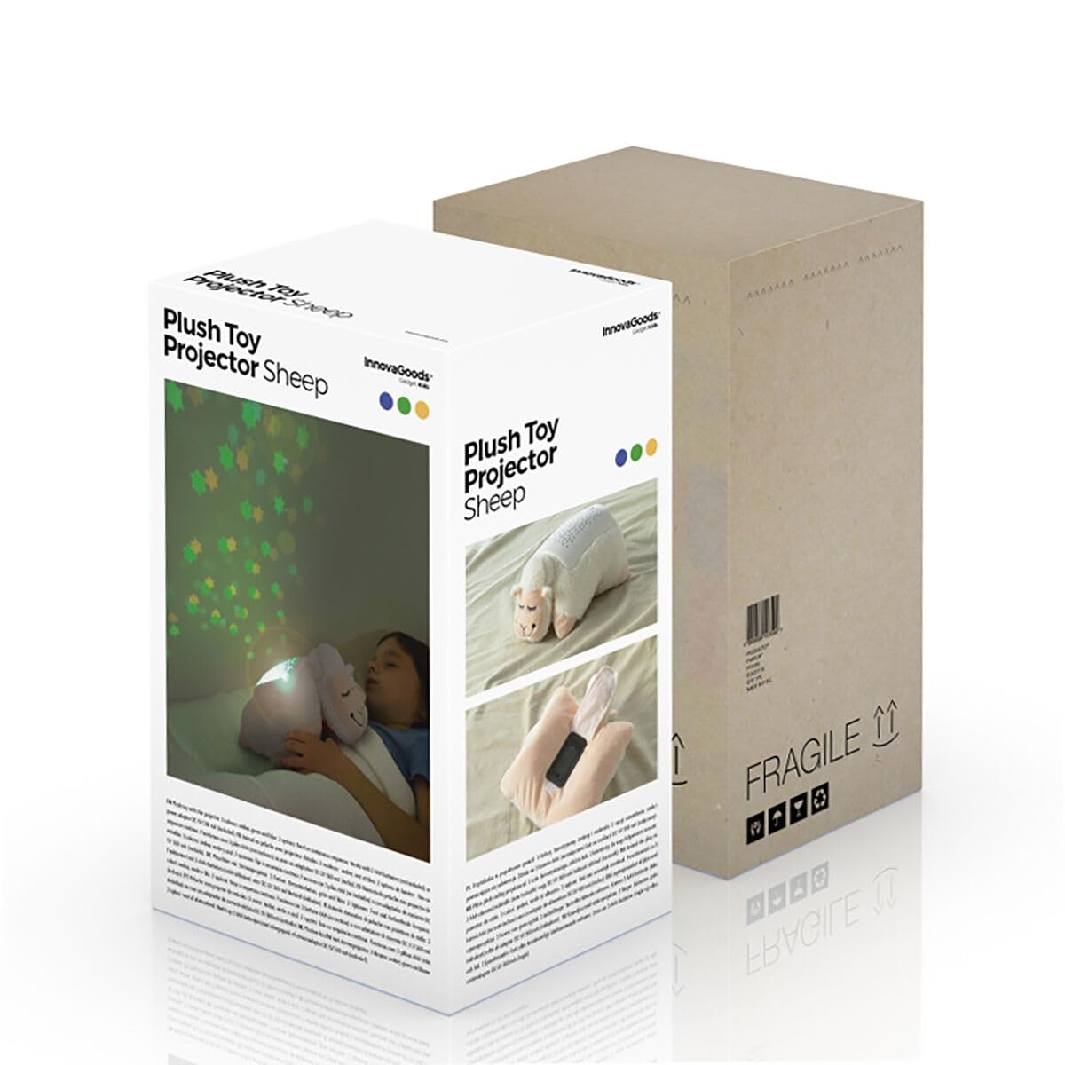 Jucarie oaie de plus cu proiector de stele LED, InnovaGoods Gadget Kids, oprire automata, +3 an