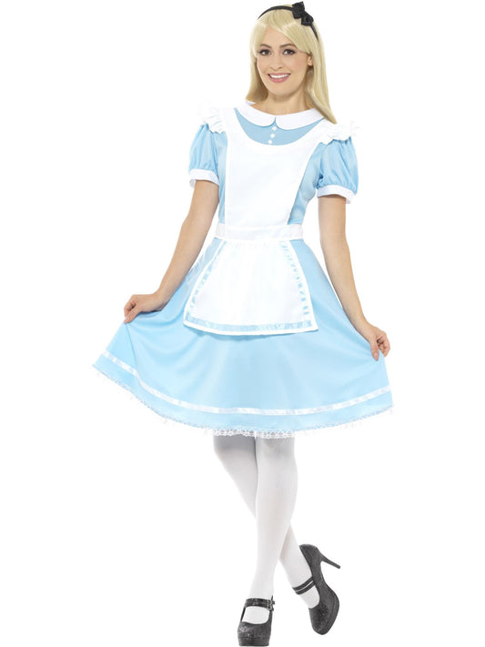 Costum de prințesă Smiffys, albastru, cu rochie, șorț și bentiță