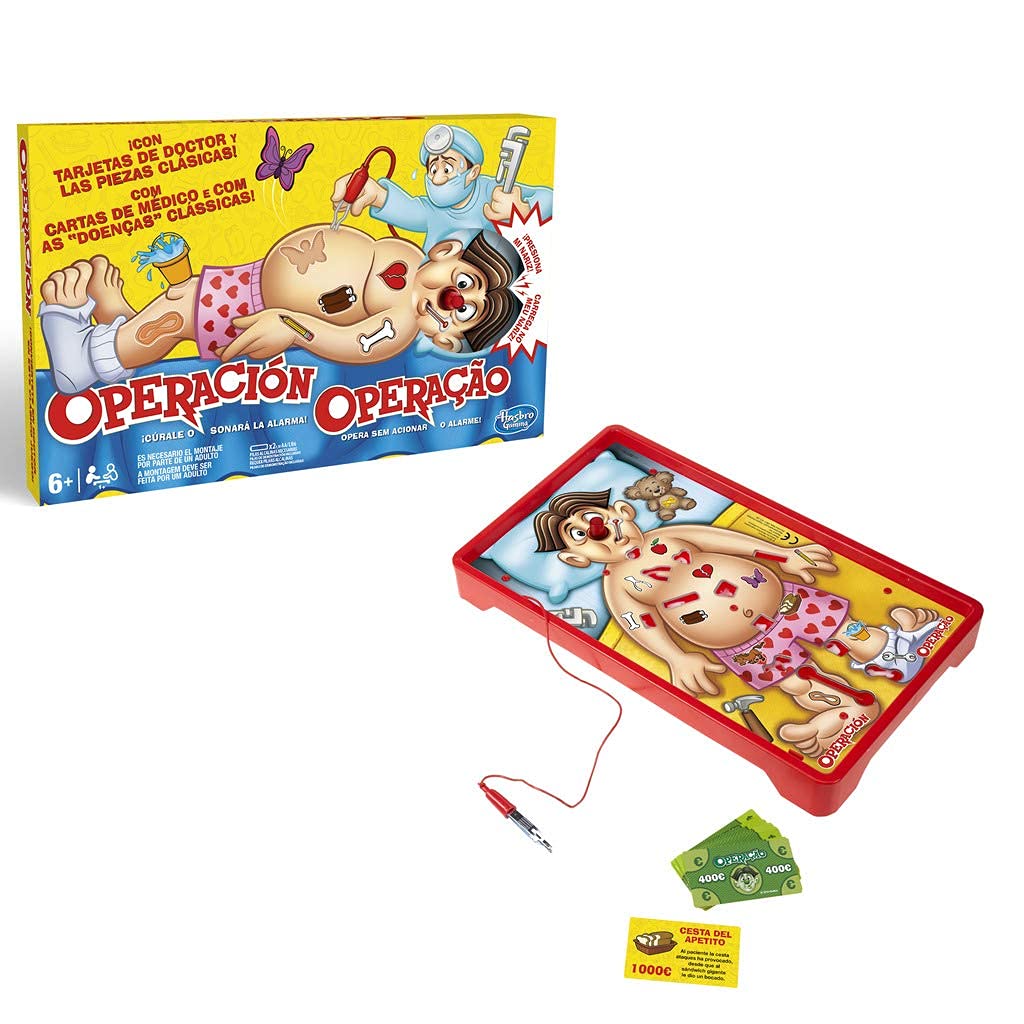 Hasbro Gaming Operatia - Joc de Masă Electronic cu Carduri de Medic și Bolii, Activități Distractive pentru Copii Mici, Jucărie pentru 6 Ani și Peste, pentru 1 sau Mai Mulți Jucători