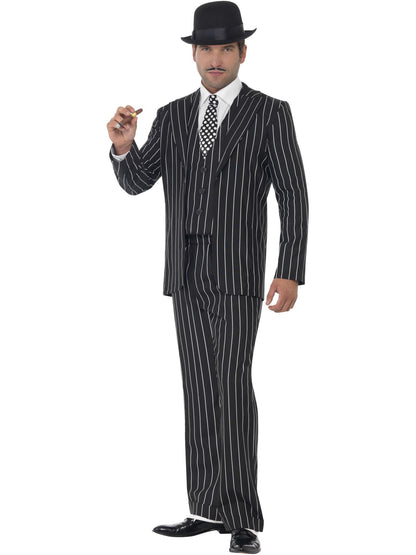 Smiffys Vintage Gangster Boss Costum clasic pentru bărbați, negru, mărime M