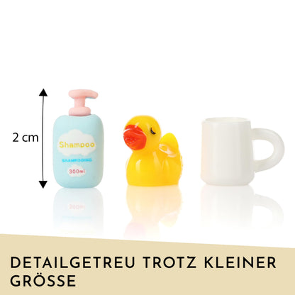 Set de Baie Nordstern Wichtel - 10 Piese Miniatură pentru Decorare Wichteltür, Casă de Păpuși sau Wichtel de Crăciun - Mini Periuță de Dinți, Hârtie Igienică și Altele