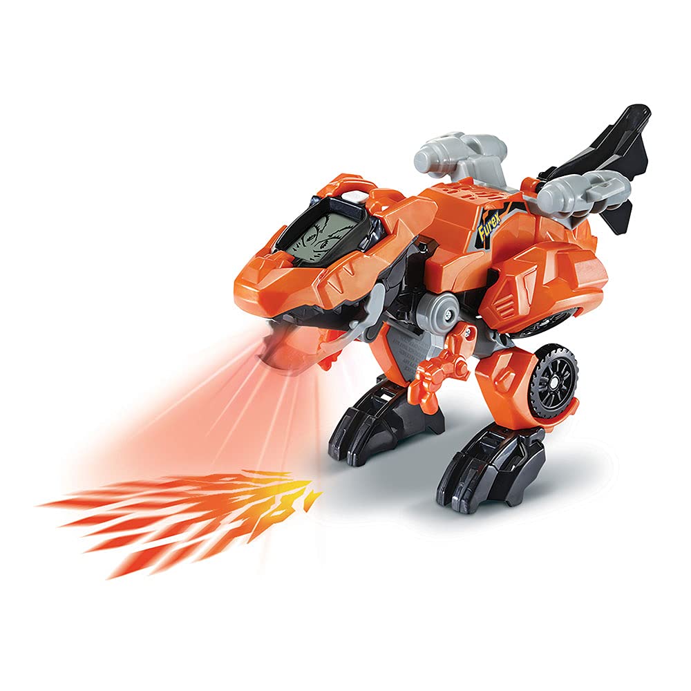 VTech Switch & Go Dinos Furex, T-Rex 2-in-1 cu sunete, jucărie transformabilă în mașină de curse, proiecții luminoase, cadou pentru copii de la 4 ani