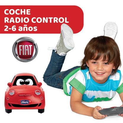 Chicco Fiat 500 RC Mașină Sport cu Telecomandă, Mașină cu Funcție de Telecomandă cu Volan Intuitiv, Mașină RC cu Sunete și Claxon, Alb - Jucărie pentru Copii 2-6 Ani, Roșu