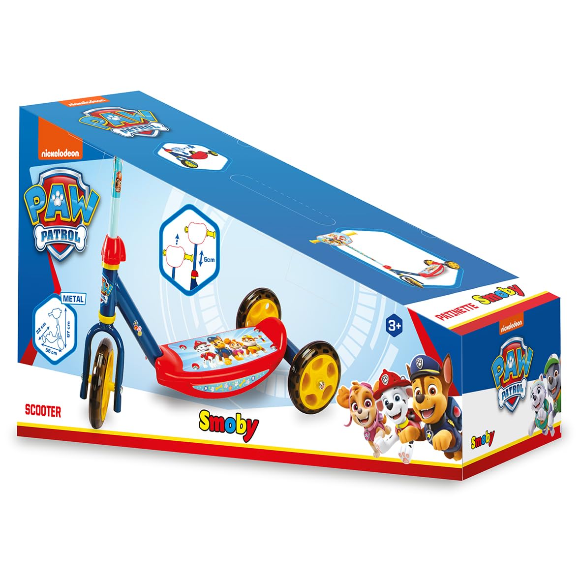 Smoby Paw Patrol Scooter 3 roți, ghidon ajustabil, 3+ ani