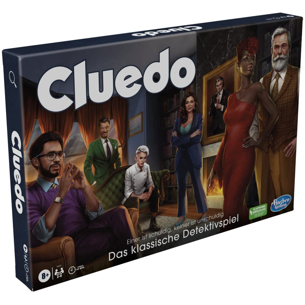 Hasbro Gaming Cluedo Joc de societate pentru copii de la 8 ani, joc de detectiv și mister pentru 2 până la 6 jucători