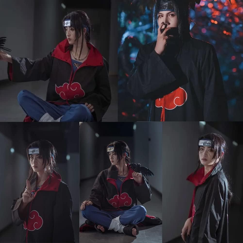 JMOCD Akatsuki Uchiha Itachi Mantou Cosplay Unisex pentru Copii și Adulți pentru Halloween și Crăciun (M)