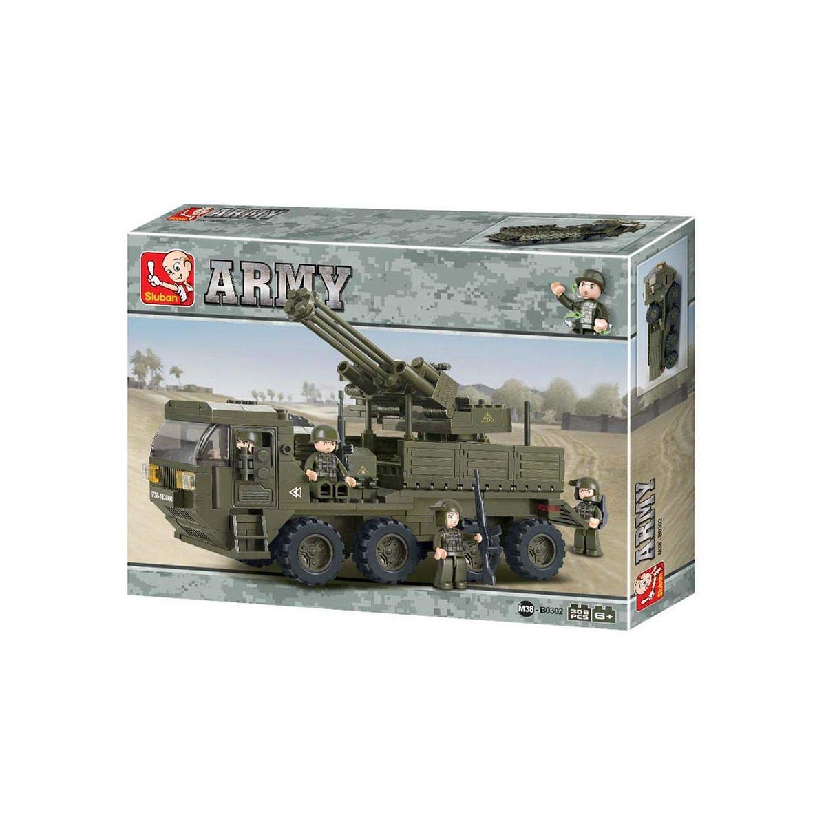 Sluban M38-B0302 Set de construcție tun antiaerian mobil 306 piese pentru copii de la 4 ani