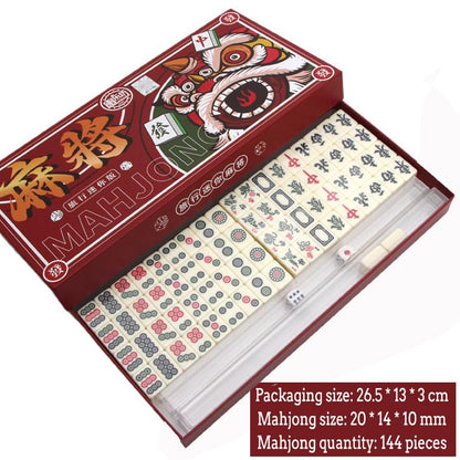 XUBX Set Mini Mahjong, 144 piese, cutie lemn