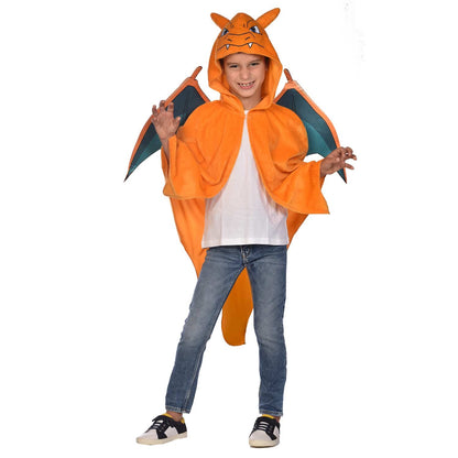 Amscan - Costum pentru copii Glurak, Pelerină din pluș cu glugă, Pokemon, Petrecere tematică, Carnaval