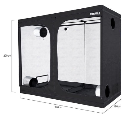 TRAFFIKA Cort de Cultivare Interior 240x120x200cm / Cort de Creștere / Cutie de Creștere / Cort de Cultivare Indoor / Cort Grow Hidroponic / Reflectivitate Mylar Premium 97%