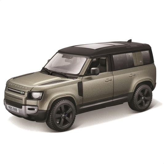 Bburago Land Rover Defender 110 2022 Mașinuță replică metalică 1:24 cu uși care se deschid 3+ ani (verde)