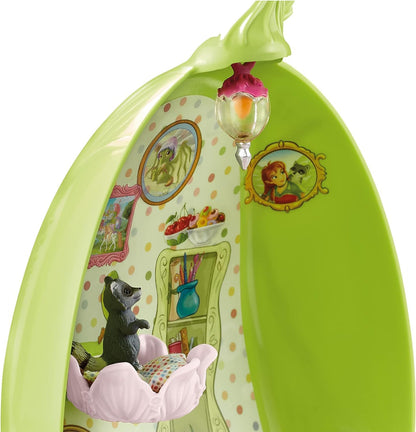 Schleich BAYALA Set de joacă Grădinița animalelor Marween cu elfă, 2 pui de dragon, pisicuță cu aripi și raton, floare pliabilă transportabilă, 19 piese, de la 5 ani
