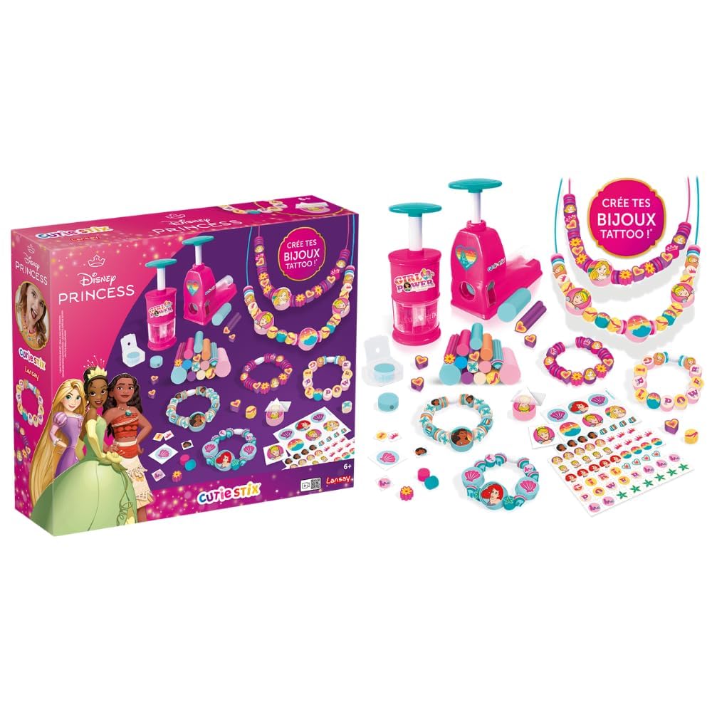 Lansay Set Disney Princess Cutie Stix Set de creație bijuterii pentru copii de la 6 ani cu peste 15 piese