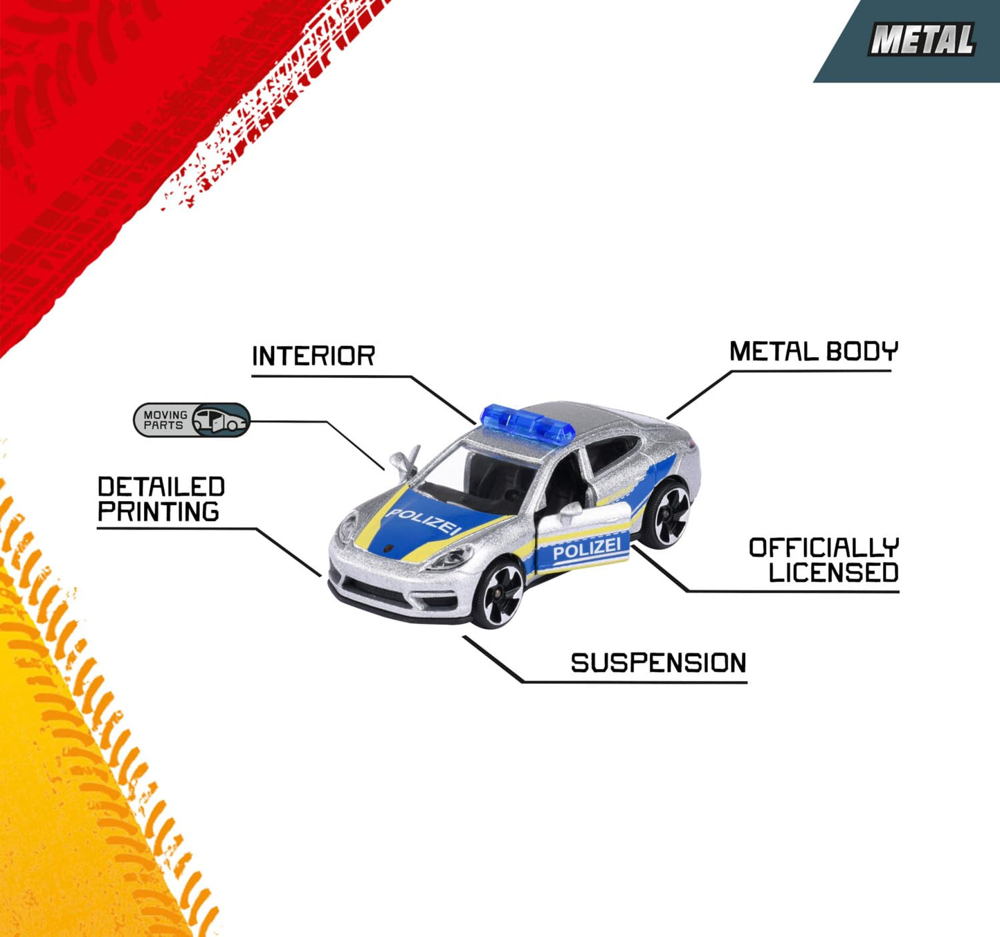 Majorette Auto Rescue Premium Set de jucărie cu 1 mașinuță metalică de intervenție cu rulare liberă și piese mobile, 3+ ani