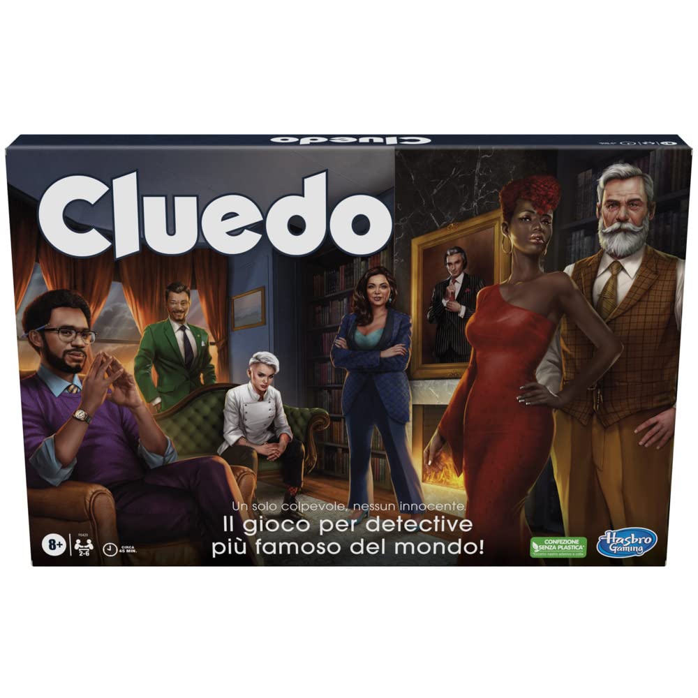 Cluedo Clasic Refresh (Joc în cutie, Hasbro Gaming), pentru copii și fete de la 8 ani, Cluedo revizuit pentru 2-6 jucători, jocuri de mister și investigație pentru familie.