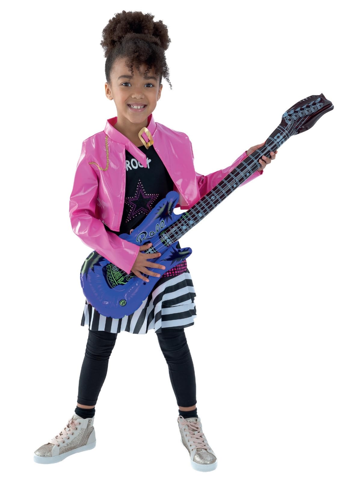 Costum copii de rockstar,negru cu jacheta roz