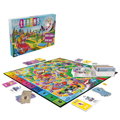 Hasbro Das Spiel des Lebens Joc de societate pentru familie 2-4 jucători de la 8 ani cu creioane colorate