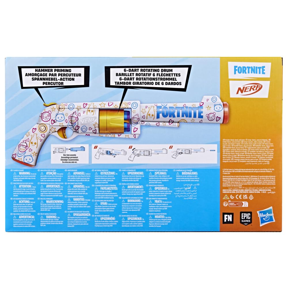 NERF Fortnite Frenz 4 Ever Blaster cu săgeți din spumă 6 piese, cod bonus, pentru copii de la 8 ani (roșu)