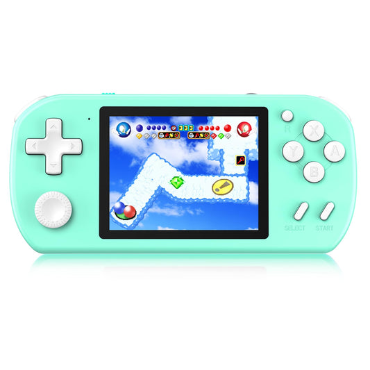 KAVOYI KA682 Consolă portabilă pentru copii cu 218 jocuri video preinstalate, ecran LCD 3,0 inch, consolă retro mini cu baterie reîncărcabilă, cadou jucărie cyan