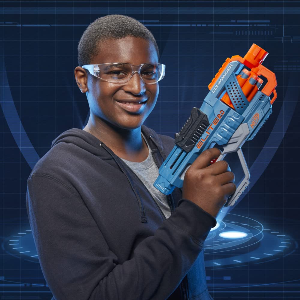 Nerf Elite 2.0 Commander RD-6 Dart-Blaster cu 12 săgeți, tambur rotativ de 6 săgeți, jucărie pentru exterior, pentru copii de la 8 ani, băieți și fete