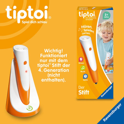 Ravensburger tiptoi Ladestation 00111 - Încărcător pentru acumulator și fișiere audio, stație de încărcare pentru stiloul tiptoi, accesorii tiptoi