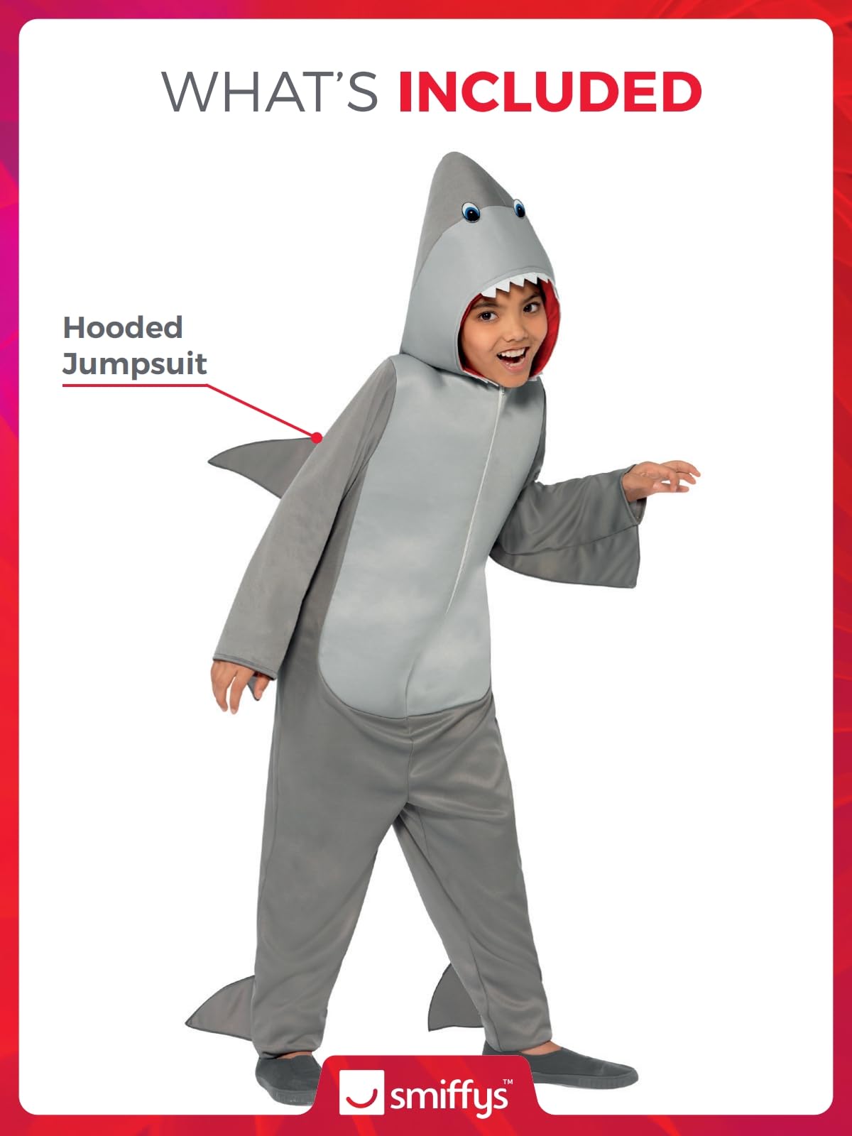 Smiffys Costum Rechin cu glugă, gri, 7-9 ani