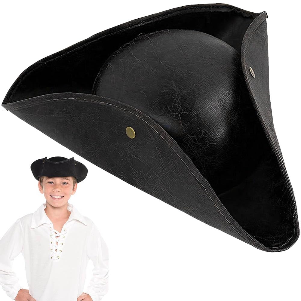 MOPQMKT Palarie pirat tricorn, piele ecologica