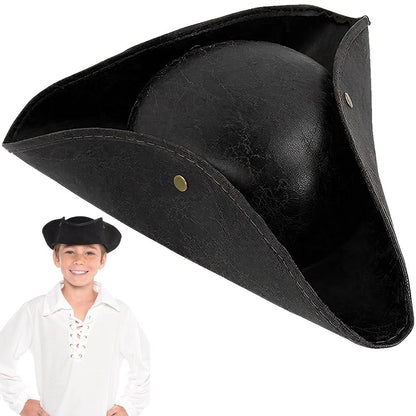 MOPQMKT Palarie pirat tricorn, piele ecologica