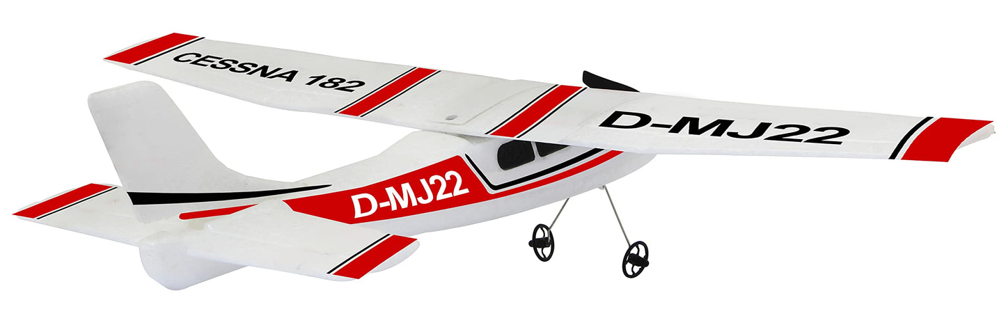 JAMARA Cessna 182 Avion cu telecomandă 2,4GHz Gyro 2CH – stabilizare zbor, ușor de folosit de la 16 ani (alb)