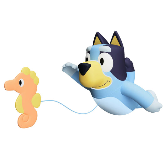 Tomy Toomies Bluey Înotător - Jucărie de baie pentru copii cu șnur de tragere, cal de mare care înoată pe față și spate - Jucărie de apă - Jucărie de baie și piscină pentru +18 luni
