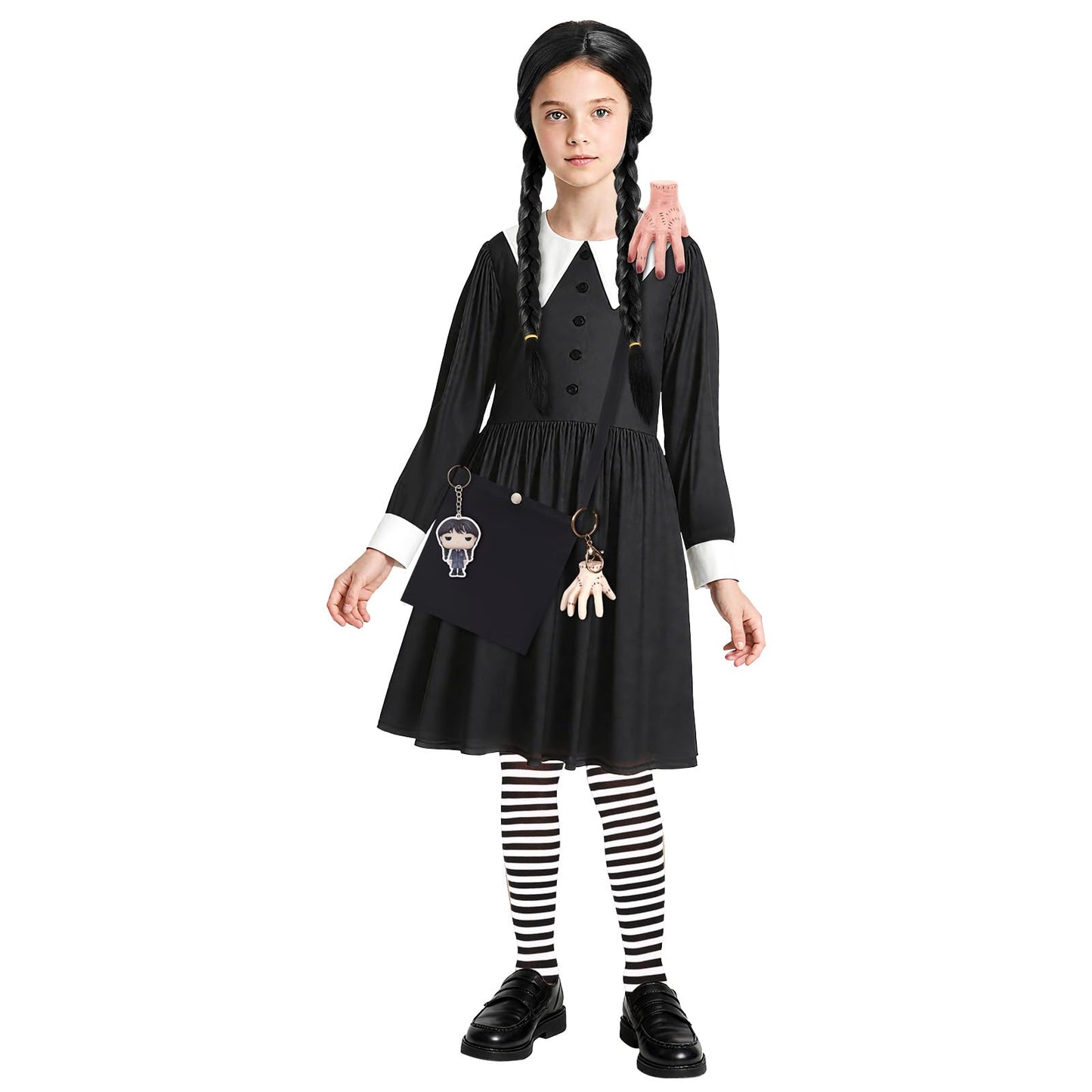 SINSEN Costum Wednesday Addams Copii, negru