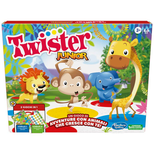 Twister Junior - Hasbro Gaming - Covor de joc dublu față - 2 jocuri în 1 - Joc de petrecere pentru băieți și fete