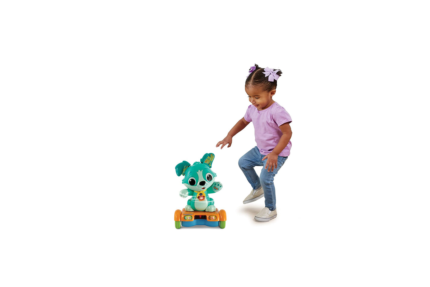 VTech Baby Câine Fang-mich – Hoverboard animat pentru mișcare – Cu urechi care se mișcă, melodii, sunete și conținut educativ – Pentru copii de 12-36 luni