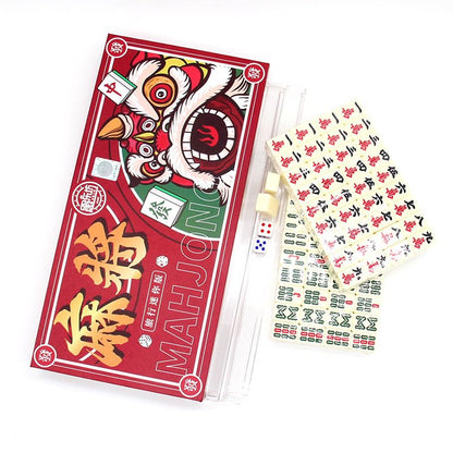 XUBX Set Mini Mahjong, 144 piese, cutie lemn