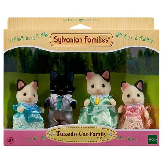 Familia de Pisici Tuxedo Sylvanian L5181 - Figurine pentru Casa de Păpuși