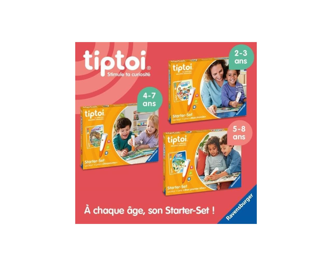 Ravensburger Tiptoi® – Set de Start – Cititor + Carte 'Mon Monde' – joc educativ electronic, fără display – de la 2 ani – versiune în franceză – 00174