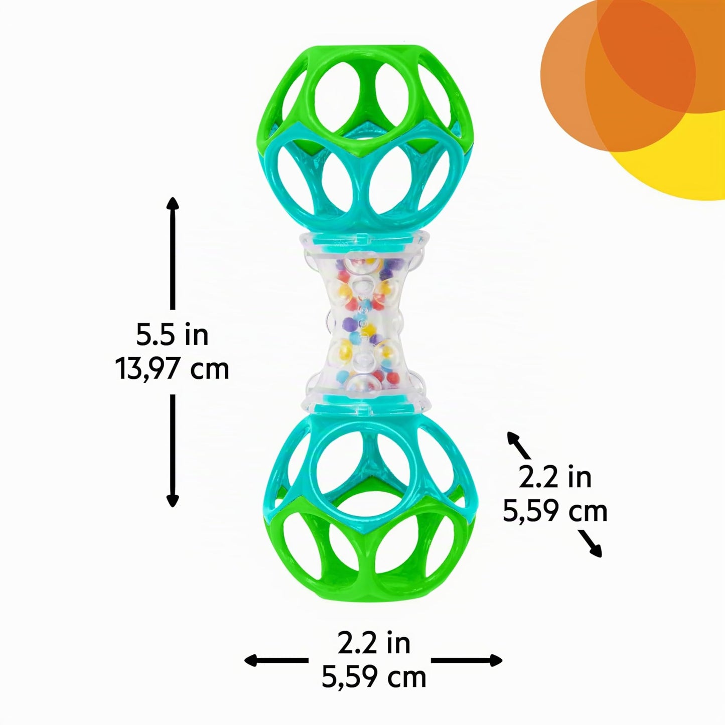 Bright Starts Easy-Grasp Oball Set de joacă cu minge și zornăitoare 2 piese, fără BPA, unisex, de la nou-născut