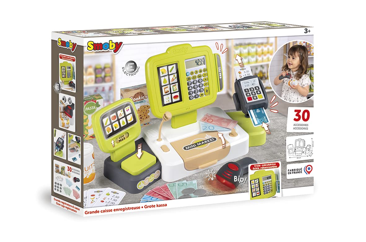 Smoby Casă de marcat electronică XL, 30 accesorii, 3+ ani