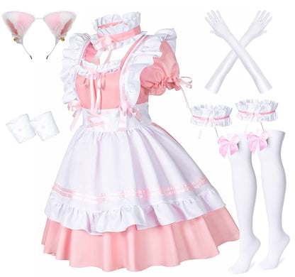 Wannsee Costum Lolita Maid anime, 8 piese, roz