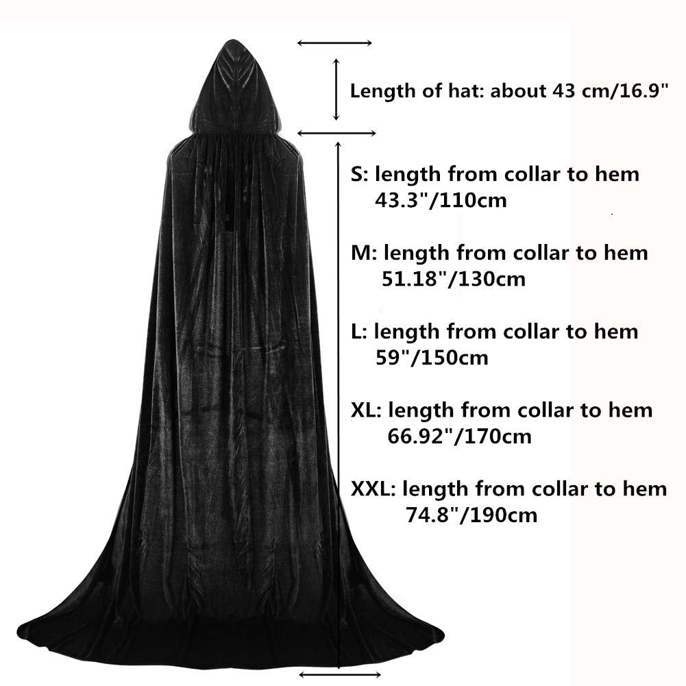 Proumhang Pelerină cu glugă catifea Halloween, negru