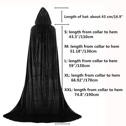 Proumhang Pelerină cu glugă catifea Halloween, negru