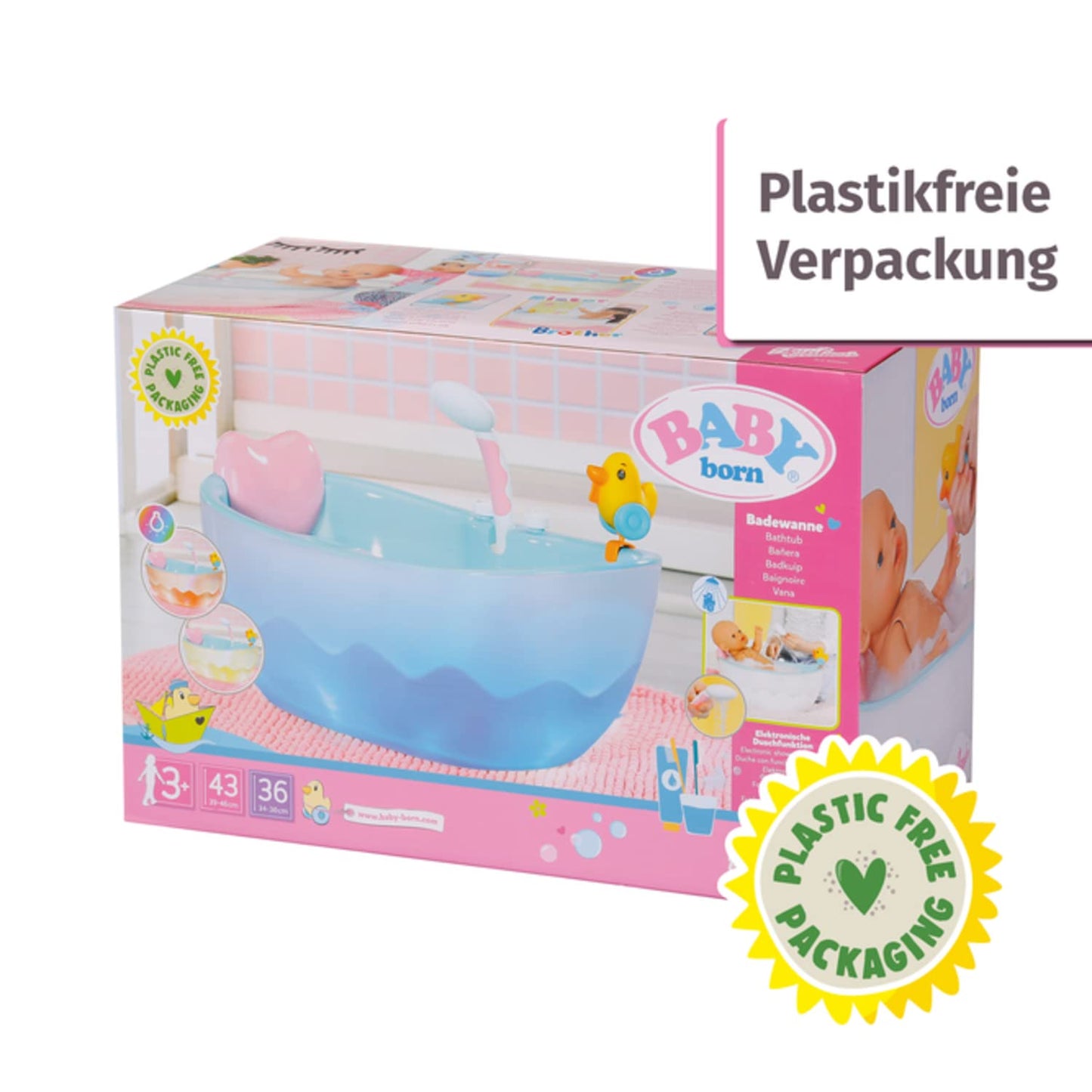 Cada pentru păpuși BABY born cu schimbare de culoare, funcție de duș și sunet, funcționează și cu apă reală, 832691, Zapf Creation, ['Multicolor']